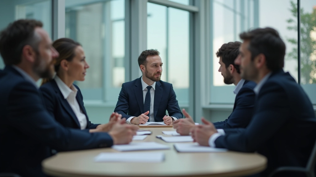 Réunion de travail entre responsables régionaux et représentants d'entreprises discutant de politique d'emploi