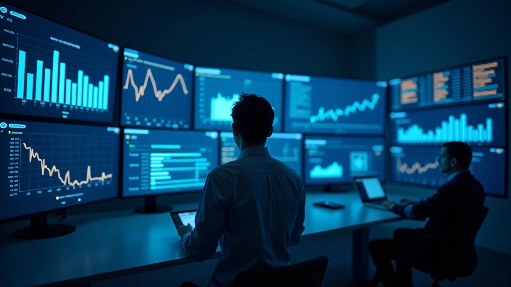 Données statistiques en temps réel affichées sur écrans de monitoring du marché du travail