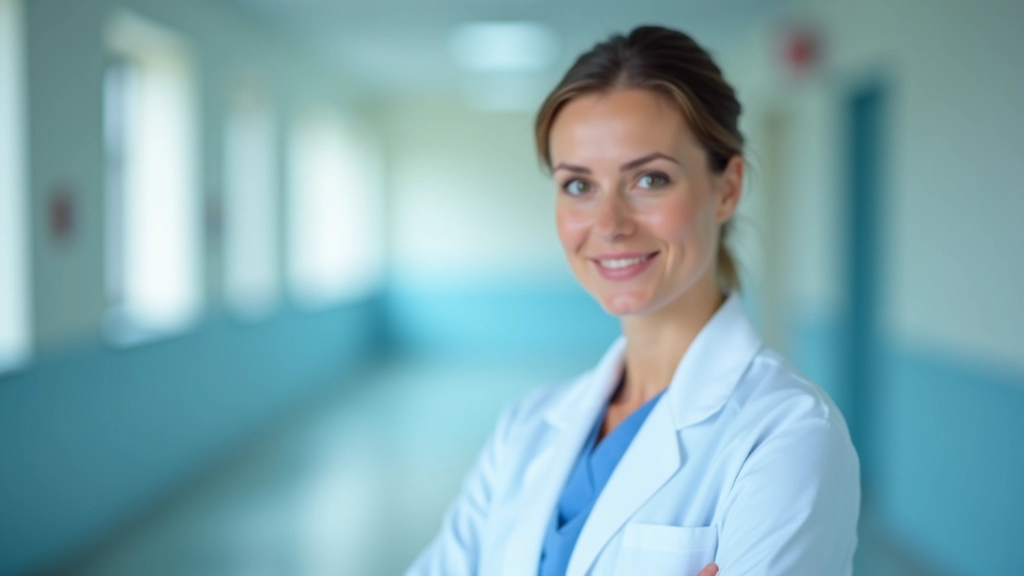 Infirmière portant équipement médical dans un environnement hospitalier moderne et bien éclairé